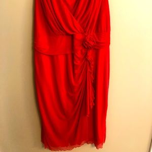 Vivid CORAL ruched rosette dress Plus size 20